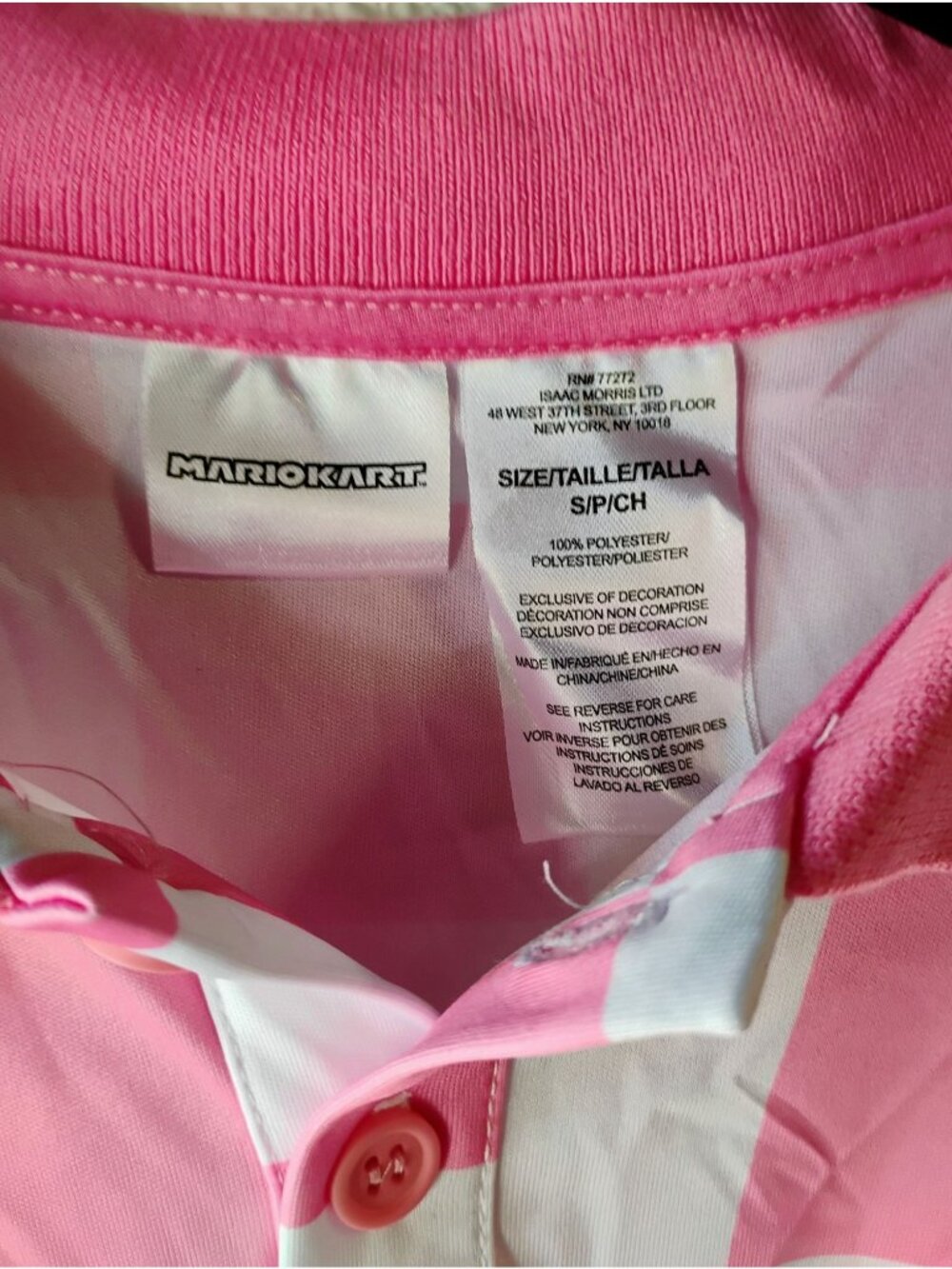 Mario Kart Princess Peach Pink Checkered Polo Shirt Size S - Picture 3 of 9